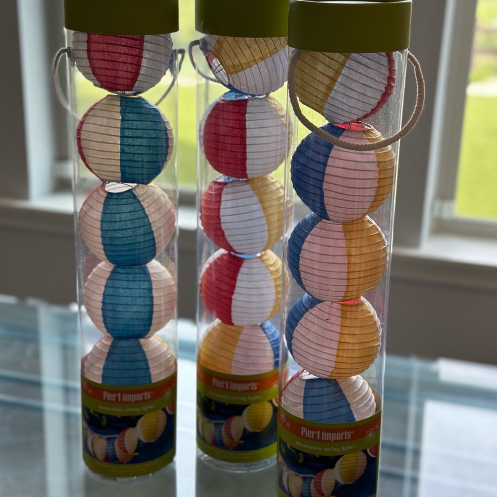 3 sets of Pier 1 Multicolor beach ball Paper Lantern String Lights